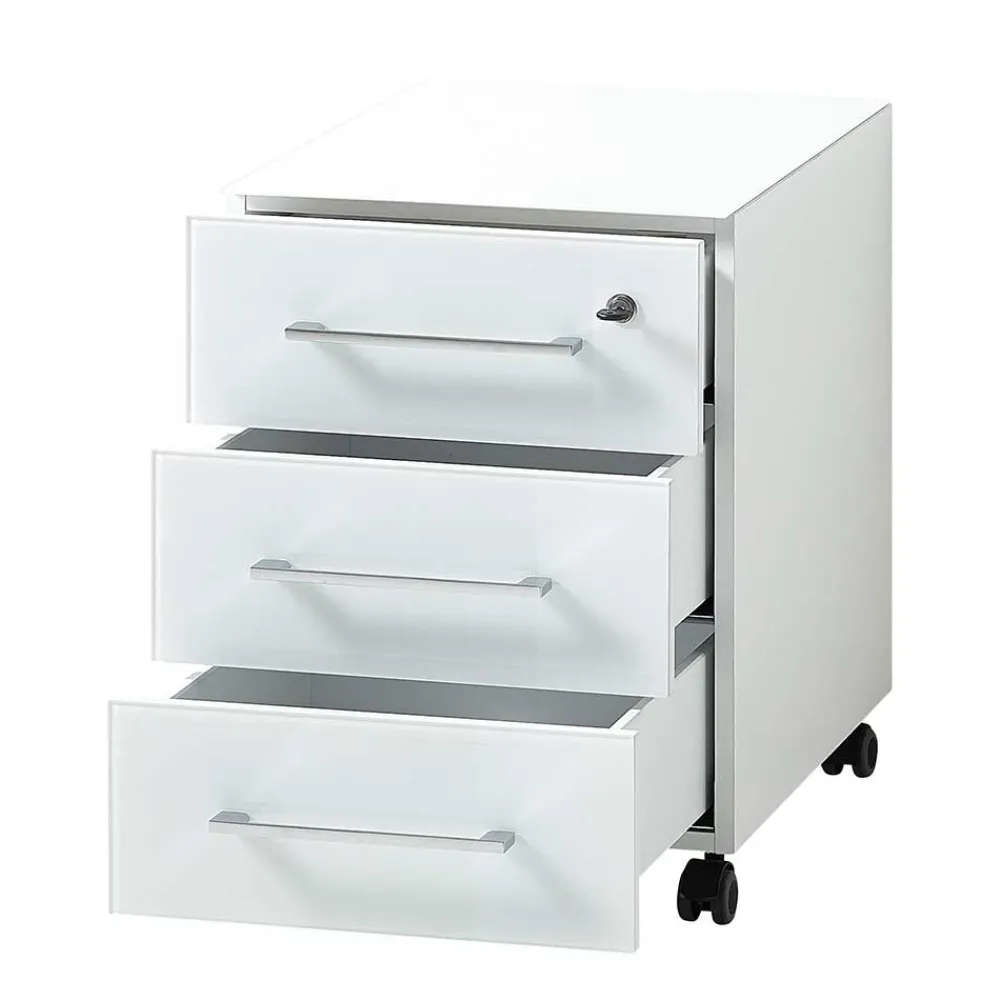 Wohnen Rollcontainer*Abschließbarer Rollcontainer in Weiß - Fidania