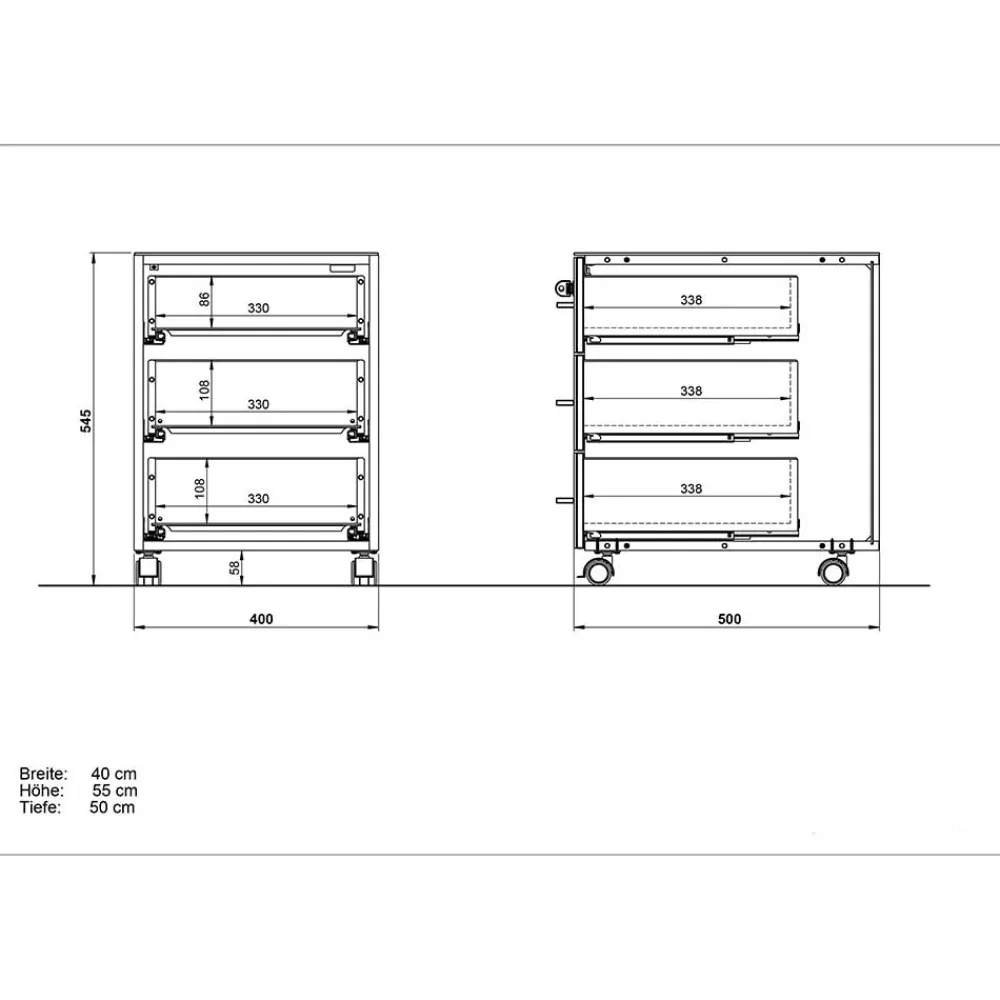 Wohnen Rollcontainer*Abschließbarer Rollcontainer in Weiß - Fidania