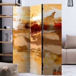 Wohnen Braune Möbel|Paravents*Abstrakt bedruckter Paravent aus Leinwand - Floys