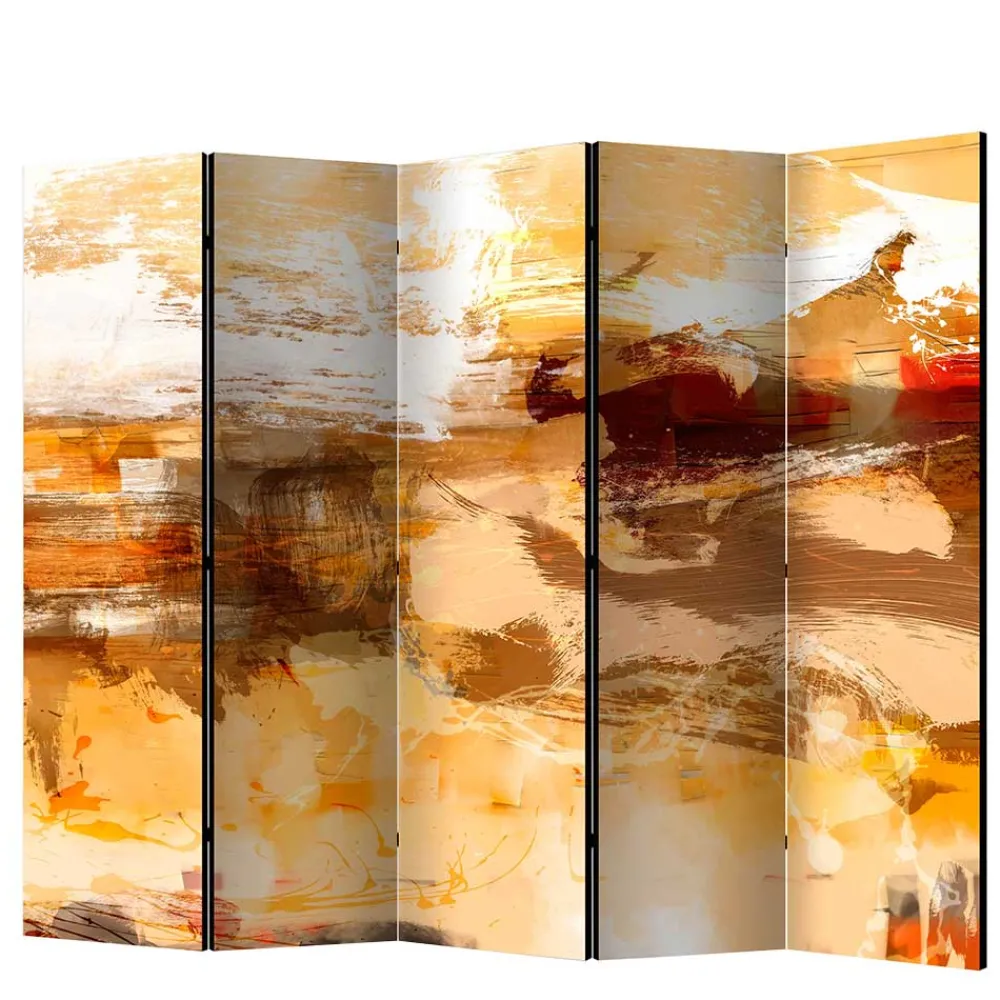 Wohnen Braune Möbel|Paravents*Abstrakt bedruckter Paravent aus Leinwand - Floys