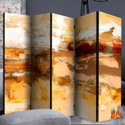 Wohnen Braune Möbel|Paravents*Abstrakt bedruckter Paravent aus Leinwand - Floys