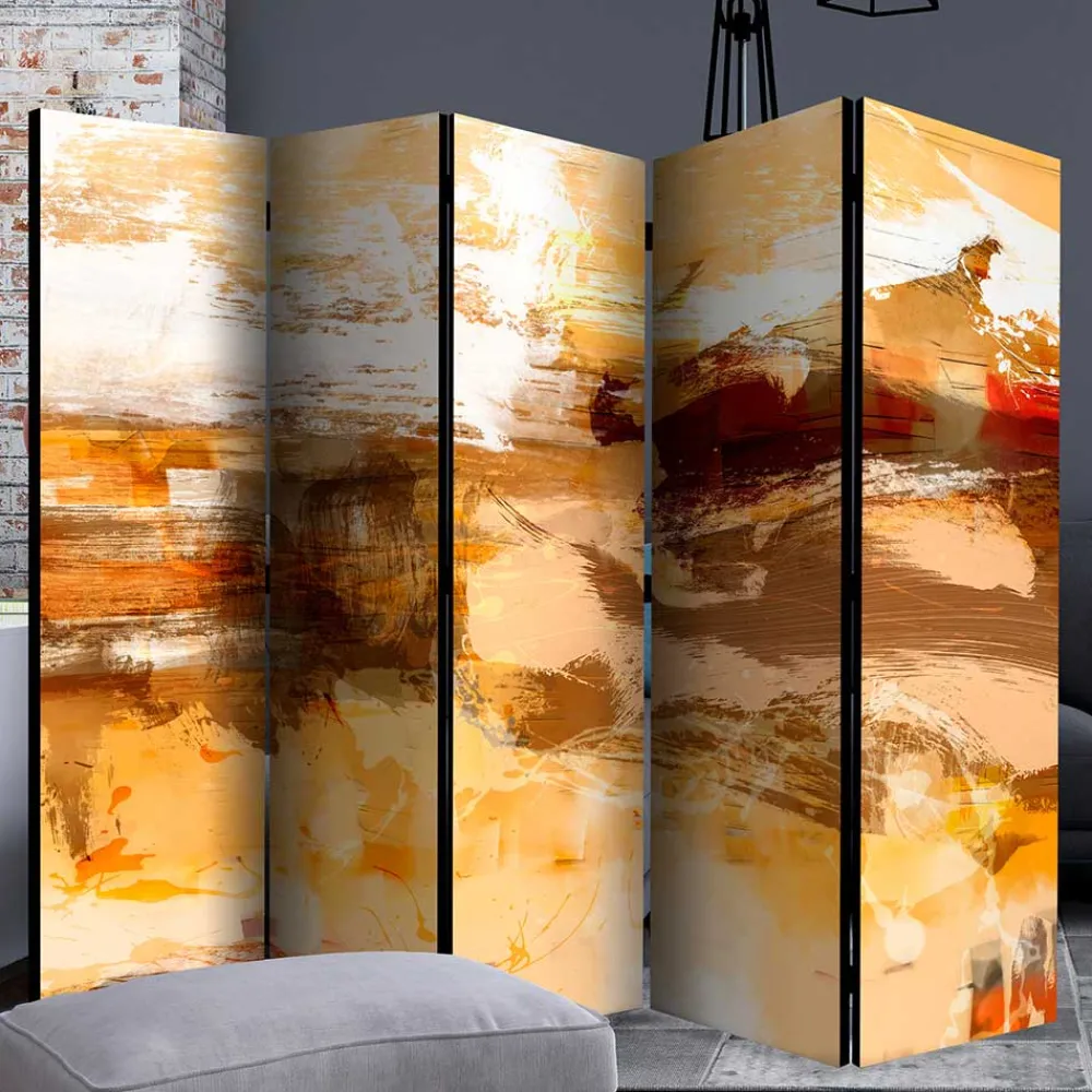 Wohnen Braune Möbel|Paravents*Abstrakt bedruckter Paravent aus Leinwand - Floys