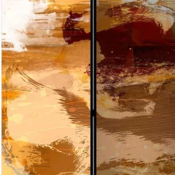 Wohnen Braune Möbel|Paravents*Abstrakt bedruckter Paravent aus Leinwand - Floys