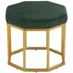 Wohnen Achteck Hocker in Dunkelgrün & Gold - Furciona