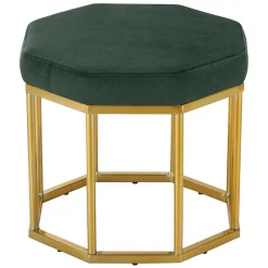 Wohnen Achteck Hocker in Dunkelgrün & Gold - Furciona