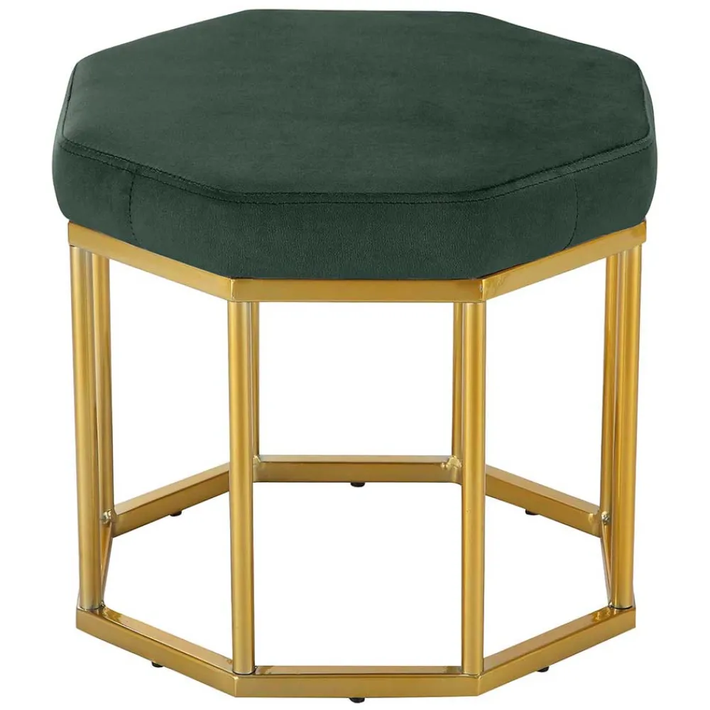Wohnen Achteck Hocker in Dunkelgrün & Gold - Furciona