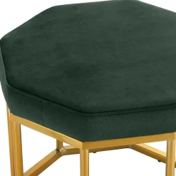 Wohnen Achteck Hocker in Dunkelgrün & Gold - Furciona