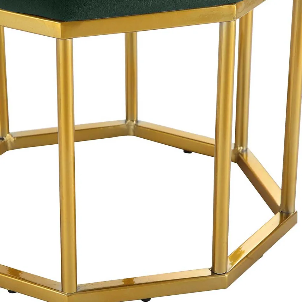 Wohnen Achteck Hocker in Dunkelgrün & Gold - Furciona