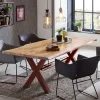 Wohnen Braune Möbel|Loft Möbel*Akazie Baumkantentisch mit braunen X-Füßen - Tanja