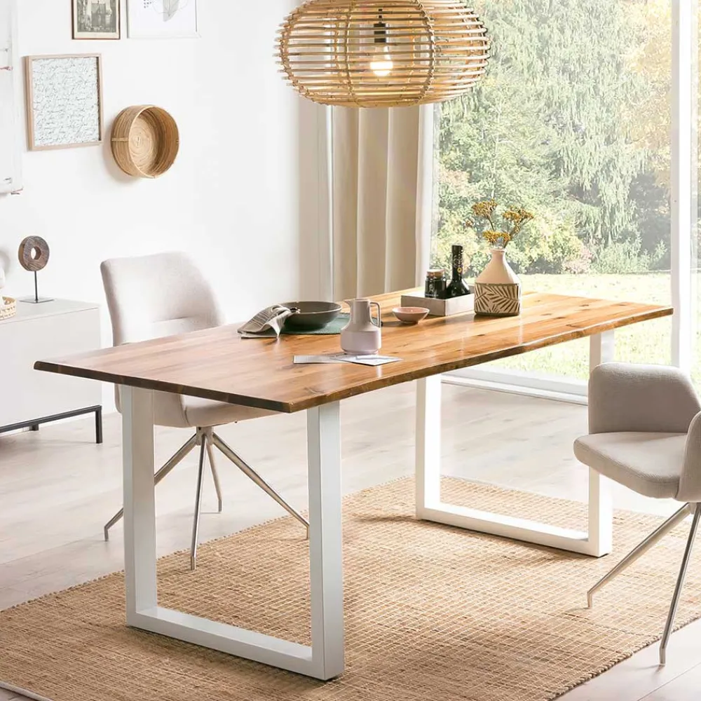 Wohnen Massivholzmöbel|Küchentische*Akazie Essenstisch mit Naturkante & U-Füßen - Sortho