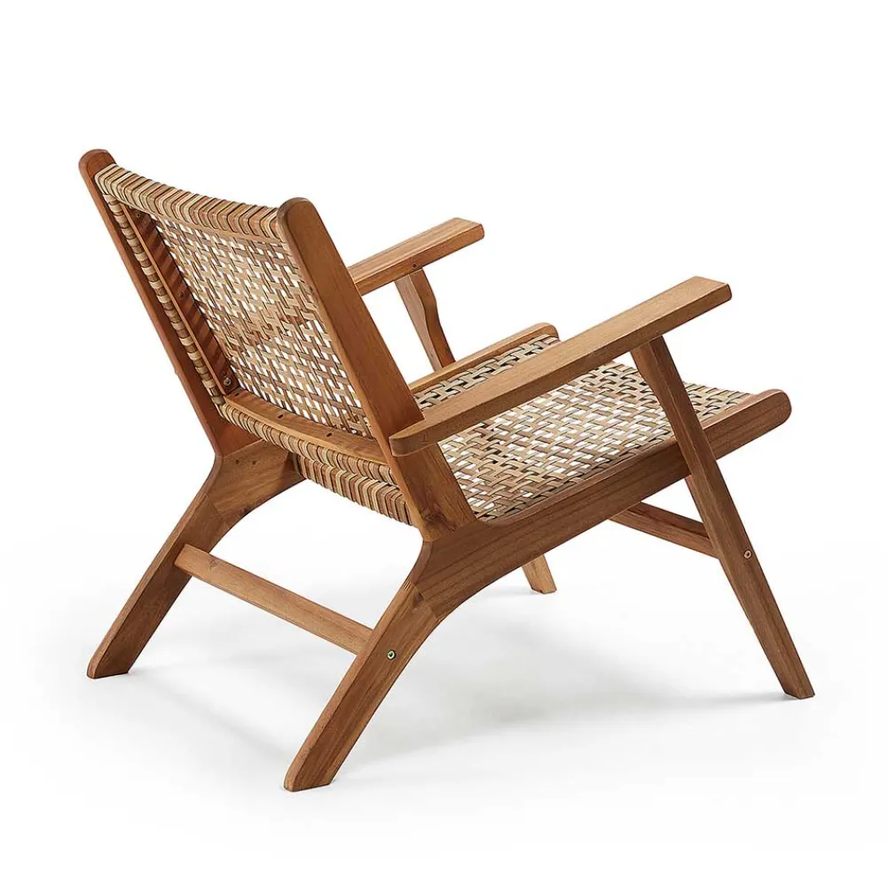 Wohnen Akazie Holzsessel mit Rattan Geflecht - Foglia