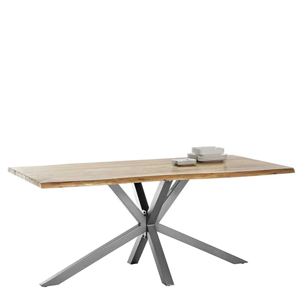 Wohnen Graue Möbel|Naturholzmöbel*Akazie Tisch fürs Esszimmer mit Baumkante - Symonya