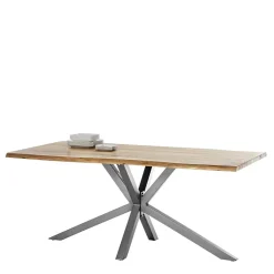 Wohnen Graue Möbel|Naturholzmöbel*Akazie Tisch fürs Esszimmer mit Baumkante - Symonya