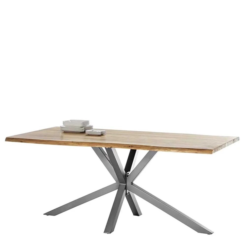 Wohnen Graue Möbel|Naturholzmöbel*Akazie Tisch fürs Esszimmer mit Baumkante - Symonya