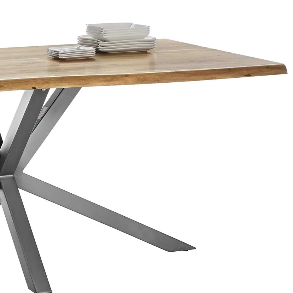 Wohnen Graue Möbel|Naturholzmöbel*Akazie Tisch fürs Esszimmer mit Baumkante - Symonya