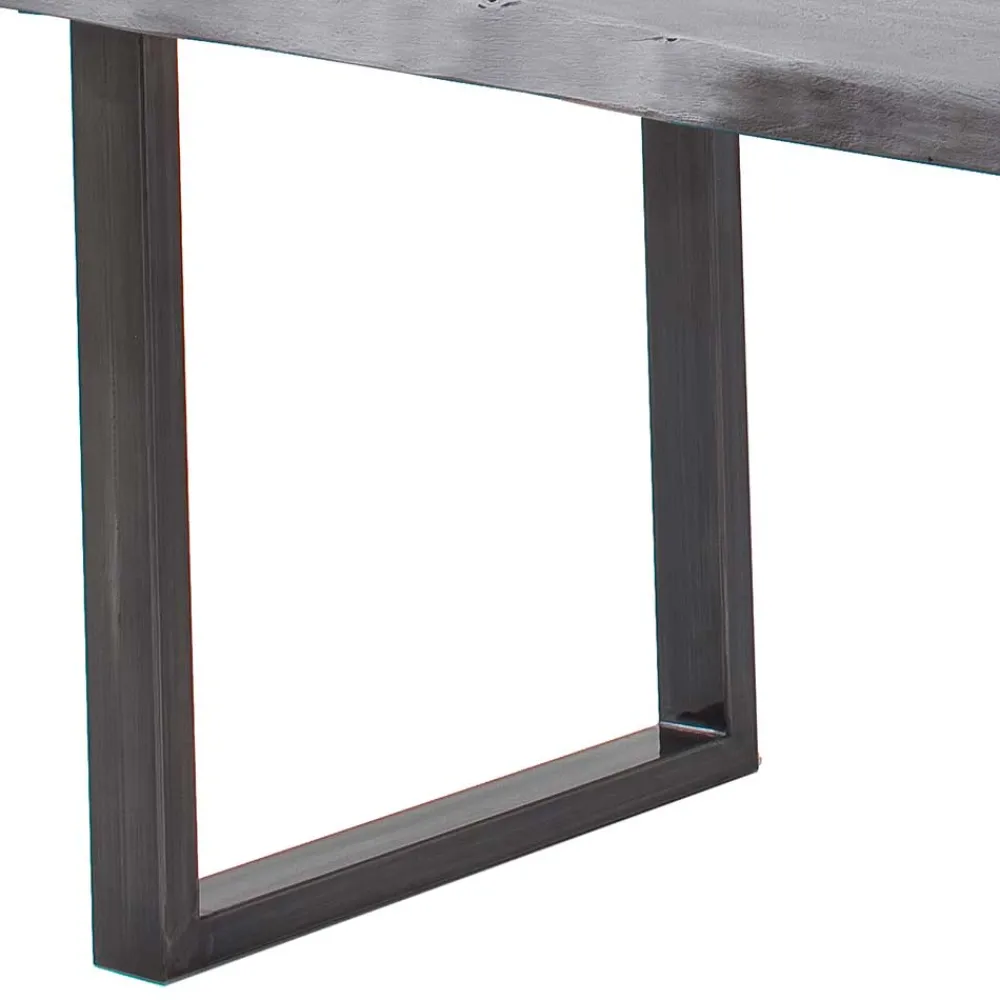 Wohnen Naturholzmöbel|Massivholzmöbel*Akazienholz Küchentisch mit Naturkante in Grau - Mevrinus