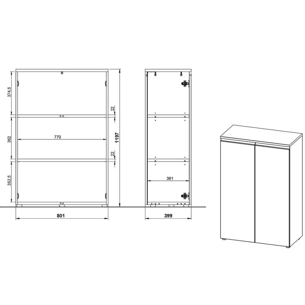 Wohnen Aktenordner Büroschrank 120 cm hoch - Great