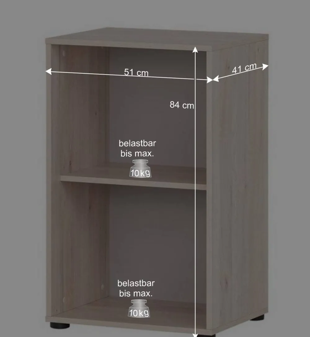 Wohnen Aktenregal mit zwei Fächern 51x84x41 cm - Lakes