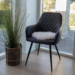 Wohnen Altholz Esstisch & Kunstlederstühle - Plugravis (siebenteilig)