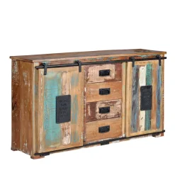 Wohnen Sideboards|Shabby Chic Möbel*Altholz Kombikommode mit Schiebetüren - Jevilia