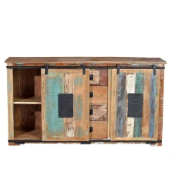 Wohnen Sideboards|Shabby Chic Möbel*Altholz Kombikommode mit Schiebetüren - Jevilia