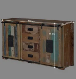 Wohnen Sideboards|Shabby Chic Möbel*Altholz Kombikommode mit Schiebetüren - Jevilia