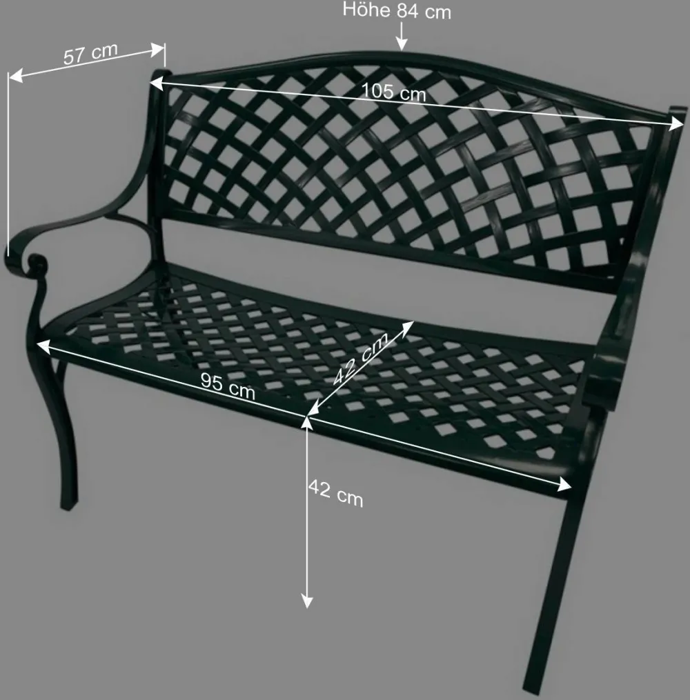Wohnen Aluminium Gartenbank in Dunkelgrün - Nisora