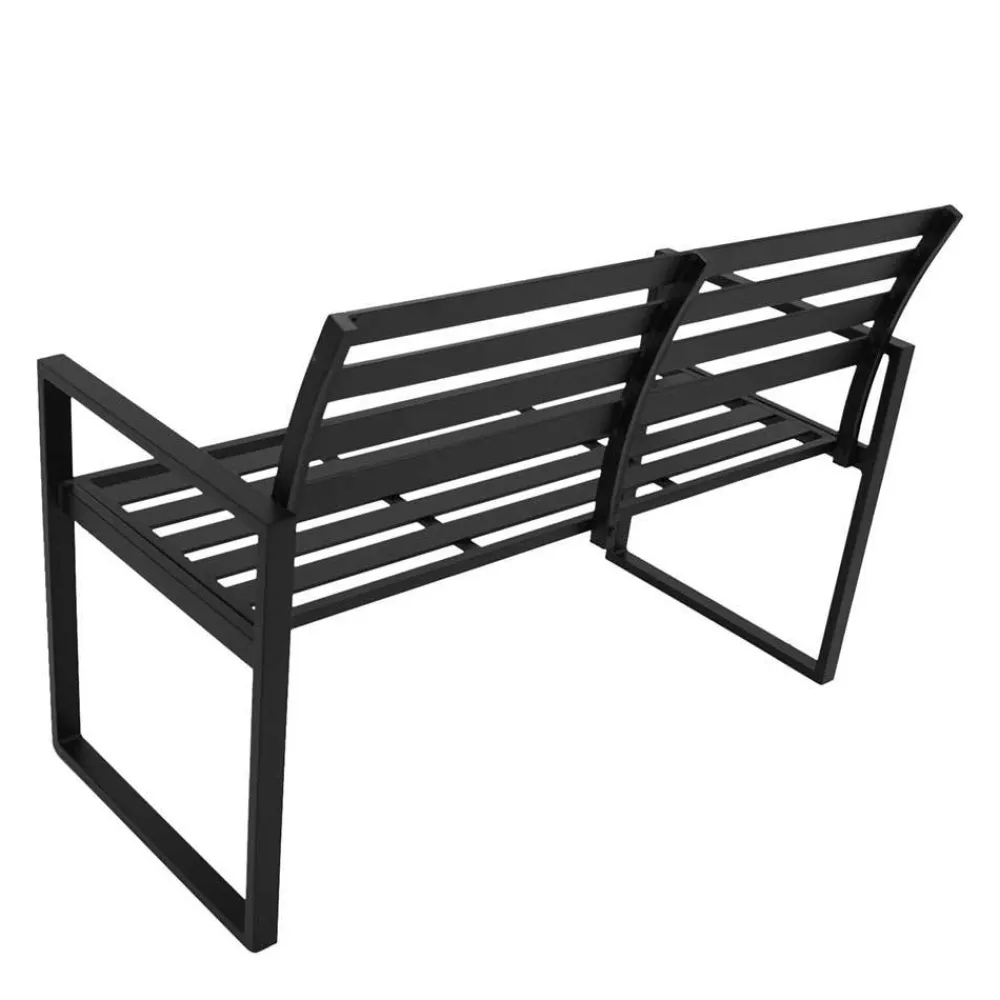 Wohnen Metall-Gartenmöbel|Gartenbänke*Aluminium Gartenbank in Schwarz - Casahan