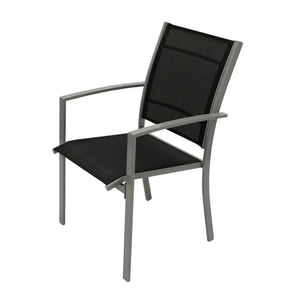 Wohnen Aluminium Gartenstühle in Schwarz - Latiroca (4er Set)