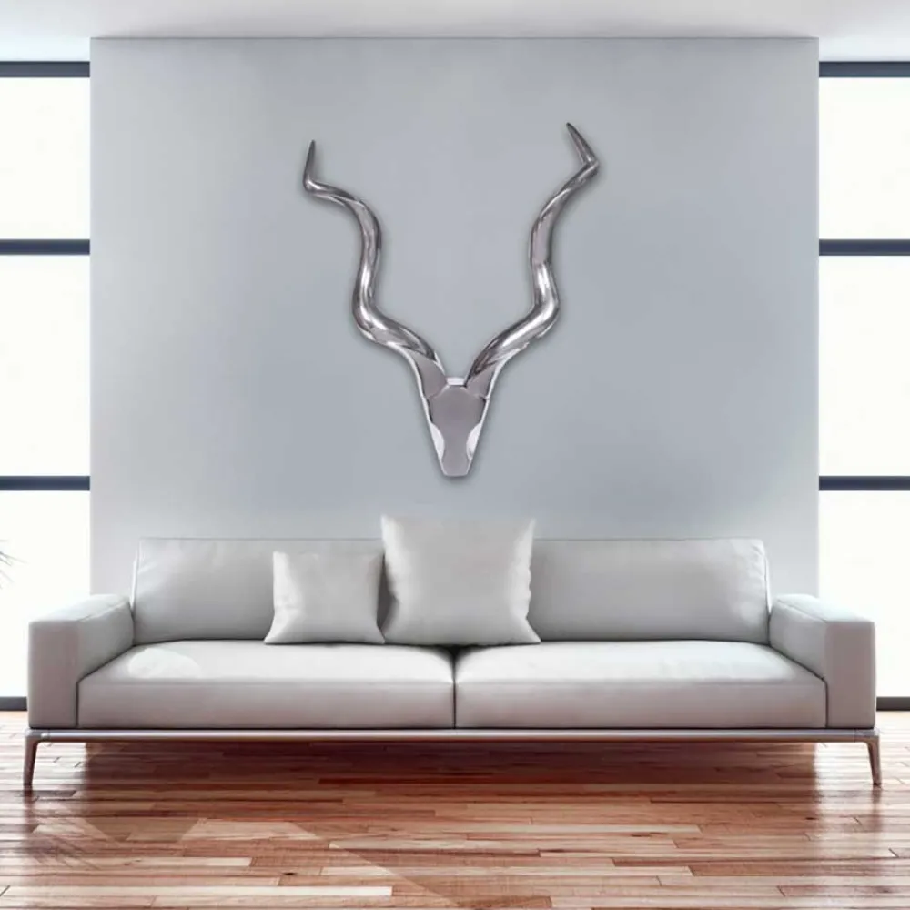 Wohnen Aluminium Kudu Schädel mit Hörnern - hängende Deko - Filigrano