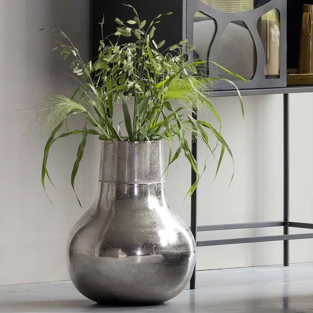 Wohnen Aluminium Vasen in Silberfarben - Kisana (2er Set)