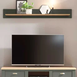 Wohnen Wohnzimmerschränke|Wohnwände*Anbauwand in Graugrün & Wildeiche - Eylan (vierteilig)