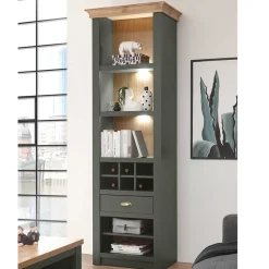 Wohnen Wohnzimmerschränke|Wohnwände*Anbauwand in Graugrün & Wildeiche - Eylan (vierteilig)