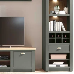 Wohnen Wohnzimmerschränke|Wohnwände*Anbauwand in Graugrün & Wildeiche - Eylan (vierteilig)