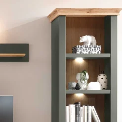 Wohnen Wohnzimmerschränke|Wohnwände*Anbauwand in Graugrün & Wildeiche - Eylan (vierteilig)