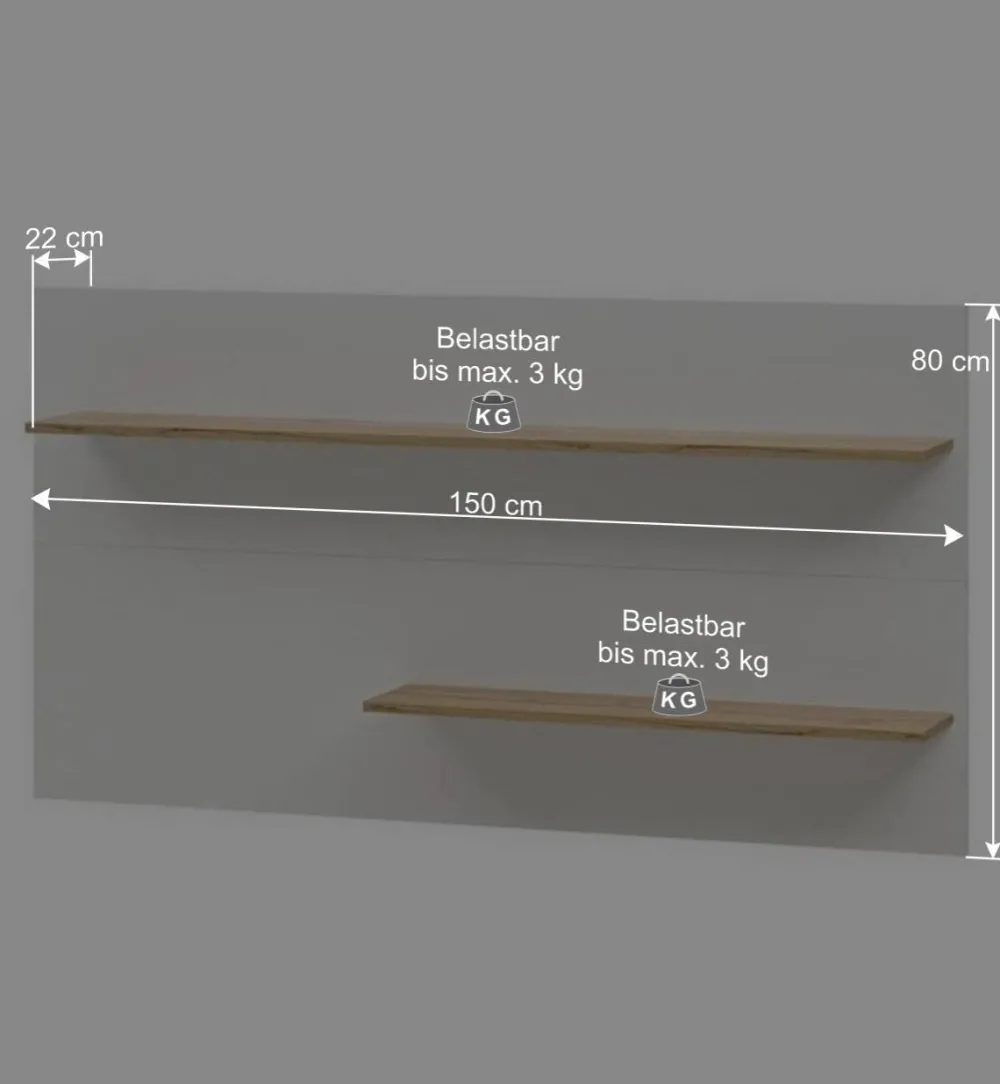 Wohnen Wohnwände|Wohnwand*Anbauwand in Weiß & Wildeiche - Nonessia (dreiteilig)