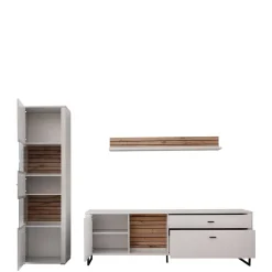 Wohnen Anbauwand in Weiß mit Wildeiche - Varzino (dreiteilig)