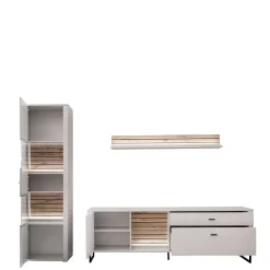 Wohnen Anbauwand in Weiß mit Wildeiche - Varzino (dreiteilig)