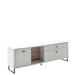 Wohnen Anbauwand in Weiß mit Wildeiche - Varzino (dreiteilig)