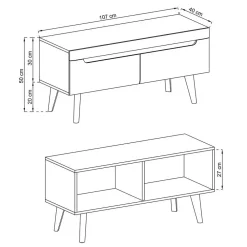Wohnen Anbauwand Möbel Kombination - Olcian (vierteilig)