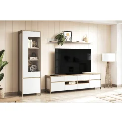 Wohnen Wohnwände|Wohnwand*Anbauwand-Möbelset in Weiß - Ovidio (dreiteilig)