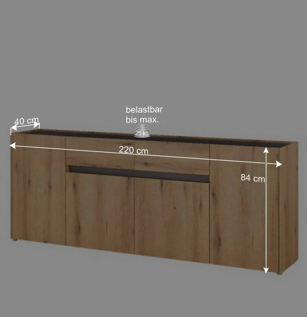 Wohnen Anrichte in Wildeiche Optik und Anthrazit - Colomania