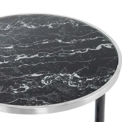 Wohnen Telefontische*Anstelltisch mit Glas in Schwarz Stein Optik - Adamina