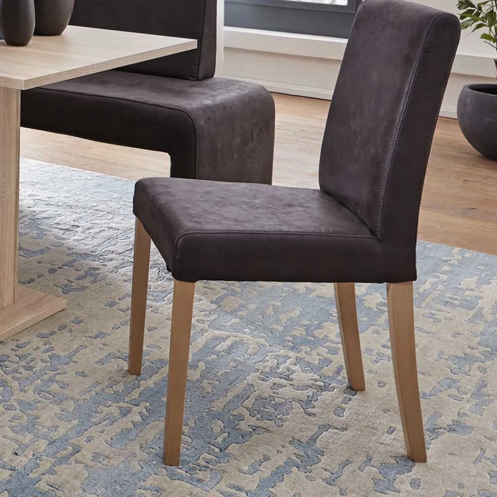 Wohnen Anthrazit Polsterstühle aus Microfaser - Daricca (2er Set)