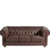 Wohnen Chesterfield Möbel*Antikleder Sofa in Braun - Chesterfield Style - Cementa