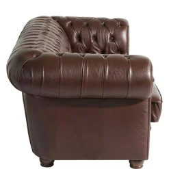Wohnen Chesterfield Möbel*Antikleder Sofa in Braun - Chesterfield Style - Cementa
