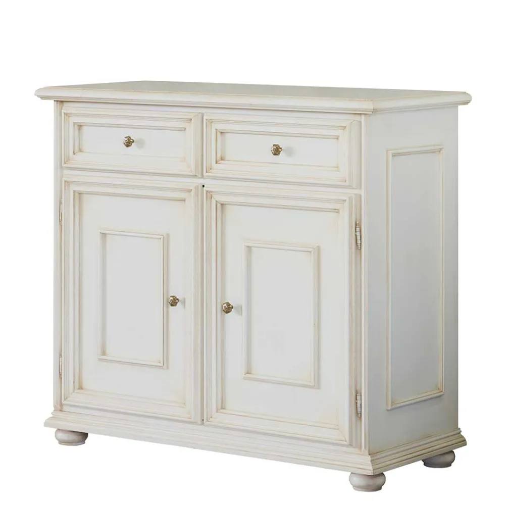 Wohnen Küchenschränke*Antikweiße Kommode mit zwei Schubladen - Vicina