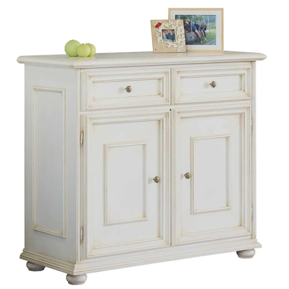 Wohnen Küchenschränke*Antikweiße Kommode mit zwei Schubladen - Vicina