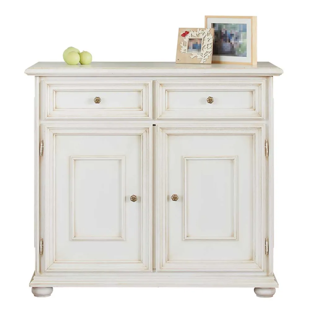 Wohnen Küchenschränke*Antikweiße Kommode mit zwei Schubladen - Vicina