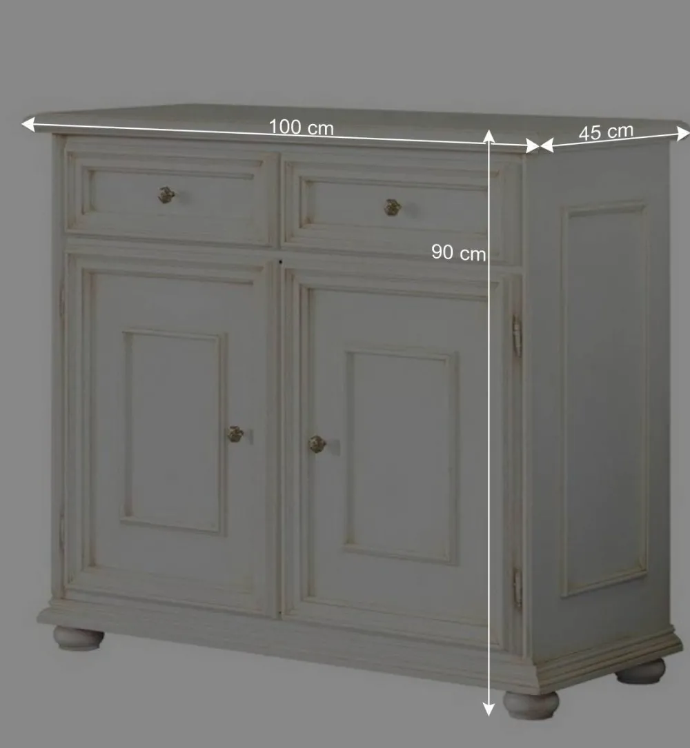 Wohnen Küchenschränke*Antikweiße Kommode mit zwei Schubladen - Vicina